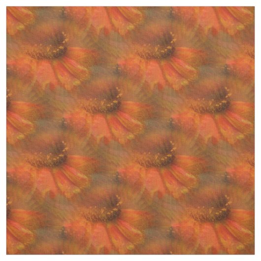 Tissu Orange Daisy Flower Nature Motif (Échantillon)