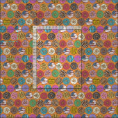 Tissu orange de beignets américains (Carreau)