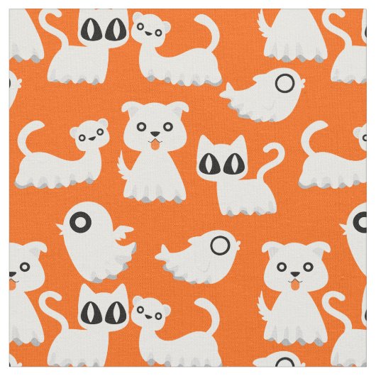 Tissu orangé de chien fantôme d'halloween (Fermer)