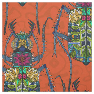 Tissu orange de scarabée de fleur