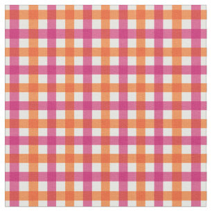 Tissu Orange et rose Été clair En vichy Plaid/ Tartan