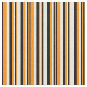 Tissu Orange foncé, noir et blanc/Motif rayé