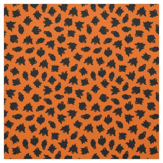 Tissu Orange Ghost Happy Halloween moderne (Échantillon)