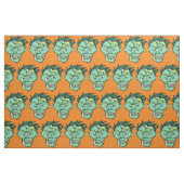 Tissu Orange heureuse de vert de motif de zombi de (Fat Quarter)