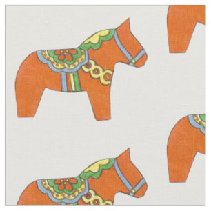 Tissu Orange Horses Fabric