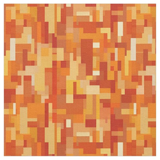 Tissu Orange / Jaune Carrés Abstraits & Rectangles (Fermer)