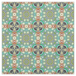 Tissu Orange Lime Green Turquoise Bali Batik Motif