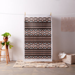 Tissu Orange Noir Blanc Humps Tribal Fabric Africain