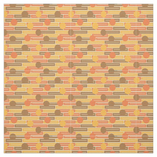 Tissu Orange, Or, Rectangles Brown et cercles (Échantillon)