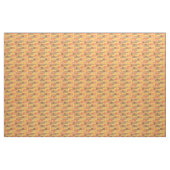 Tissu Orange, Or, Rectangles Brown et cercles (Fat Quarter)