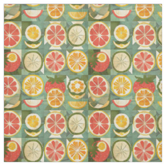 Tissu Orange Rétro, Pamplemousse & Fraise