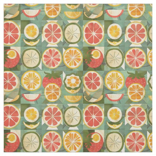 Tissu Orange Rétro, Pamplemousse & Fraise (Échantillon)