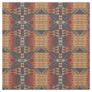 Tissu Orange Taupe Brown Rouge Turquoise Bleu Ethnique
