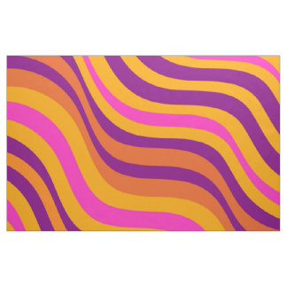 Tissu Orange Violet Rose Rayures Ondulées Rétro Y2K