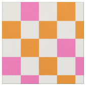 Tissu Orange White Pink Checkered Pattern Design  (Fermer)