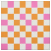 Tissu Orange White Pink Checkered Pattern Design  (Échantillon)