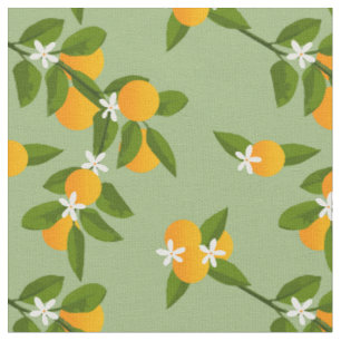 Tissu Oranges et Feuille Motif de fruits d'agrumes