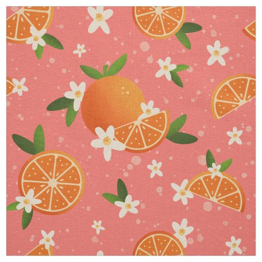 Tissu Oranges et fleurs d'oranges (Échantillon)
