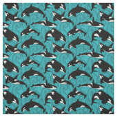 Tissu Orcas Killer Whales in the Ocean Patterned (Échantillon)