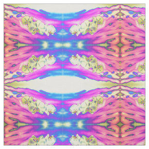Tissu orchidée Abstraite boho rose orange bleu pourpre
