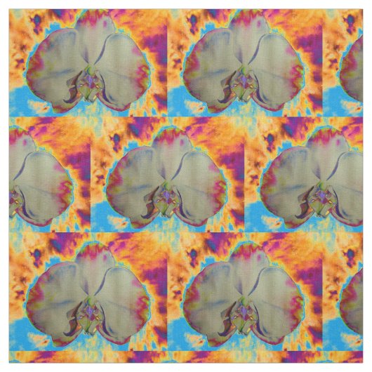 Tissu Orchidée de feu, abstraite aquarelle vive florale (Échantillon)