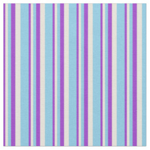 Tissu Orchidée foncée, beige et Sky Blue Lines Motif