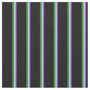 Tissu Orchidée foncée, Bleu clair, Vert Forêt & Noir
