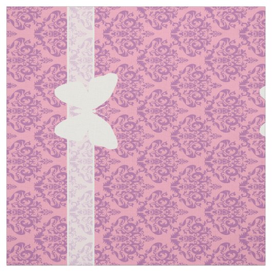Tissu Orchidée rayonnante congelée Damas avec papillon (Échantillon)