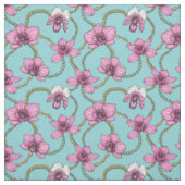 Tissu Orchidées et chaînes, roses et bleues (Échantillon)
