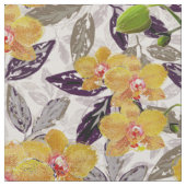 Tissu Orchidées jaunes oranges. (Fermer)