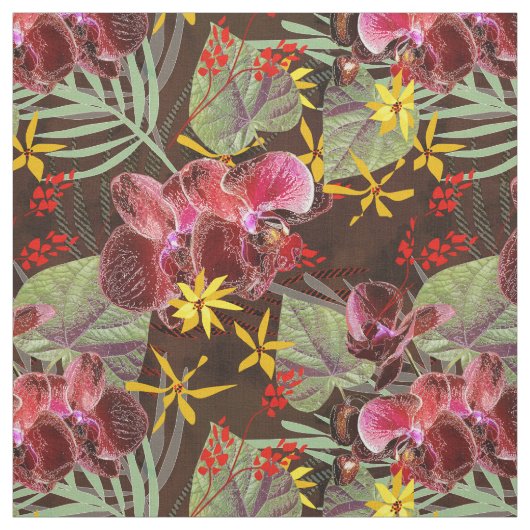 Tissu Orchidées rouges. (Échantillon)