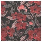 Tissu Orchidées rouges sur noir. (Fermer)