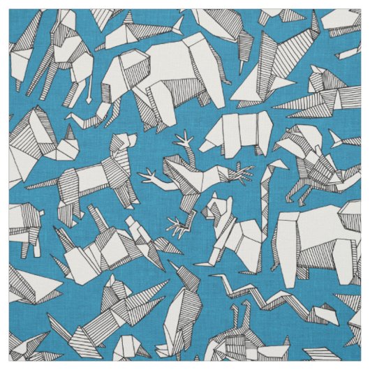 Tissu origami animal dity bleu (Échantillon)