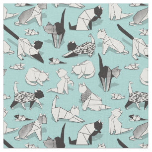 Tissu Origami chaton amis // races de chats géométriques