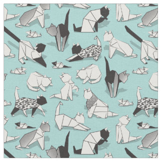 Tissu Origami chaton amis // races de chats géométriques
