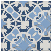 Tissu Orné Élégant Damas Classique Bleu Et Blanc (Détail)
