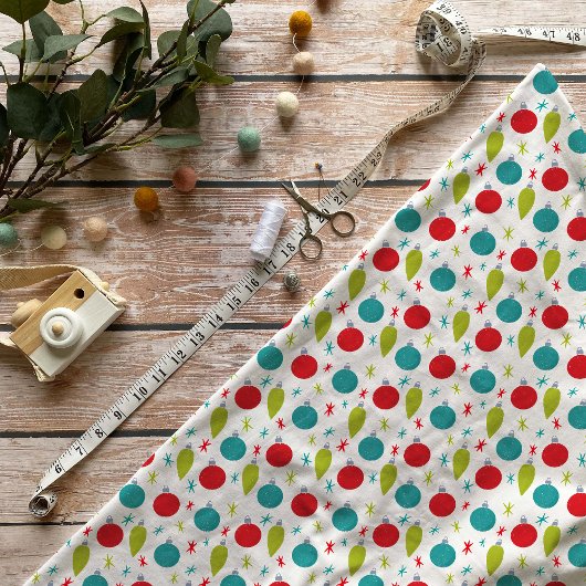 Tissu Ornements de Noël rétro vintage