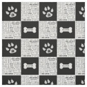 Tissu Os de chien noir et blanc | Nom et monogramme (Échantillon)