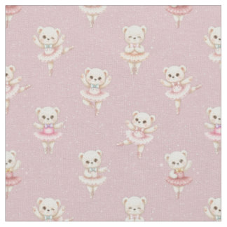 Tissu Ours en peluche Ballerine Rose Motif Sans Couture