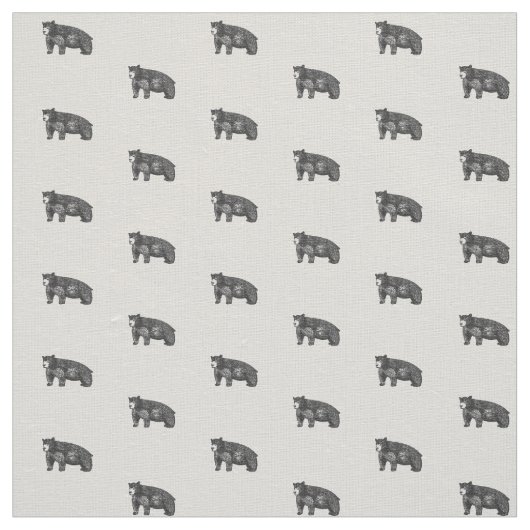 Tissu Ours noir dessin rustique (Échantillon)