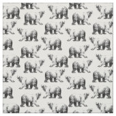 Tissu Ours polaire noir et blanc simple imprimé (Échantillon)