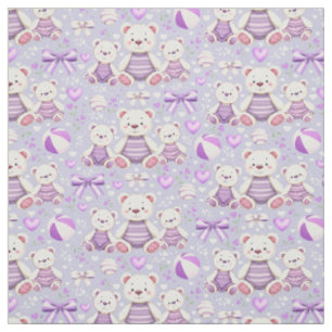 Tissu Ours rayé violet mignon et jouets sans couture