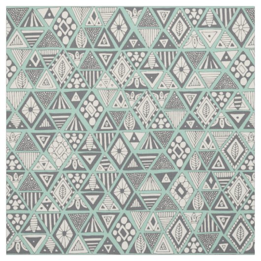 Tissu ours soleil geo menthe argent (Échantillon)