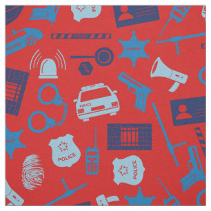 Tissu Outils de police et symboles rouges