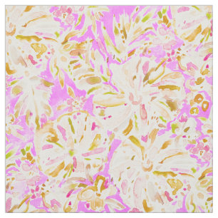 Tissu OUVREZ la ketmie rose florale