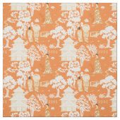 Tissu Pagode de la Chinoiserie orange (Échantillon)