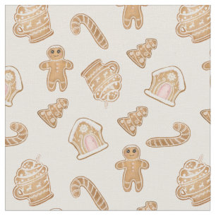 Tissu Pain d'épices rose doux motif sans couture de Noël