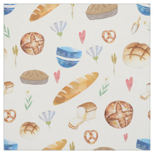 Tissu Pain   Pies   Motif d'aquarelle de boulangerie