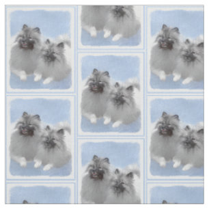 Tissu Paire de Keeshond - Peinture originale d'animaux d