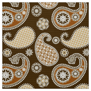 Tissu Paisley motif, Chocolat Brown et Tan